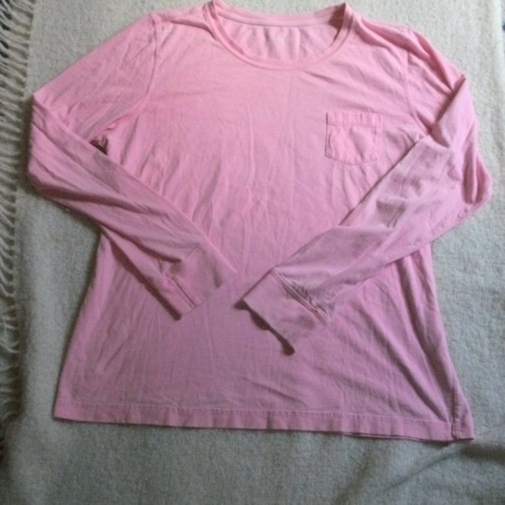 Vineyard Vines Pink Long Sleeve Pocket Tee T-Shirt Top White Whale sz L